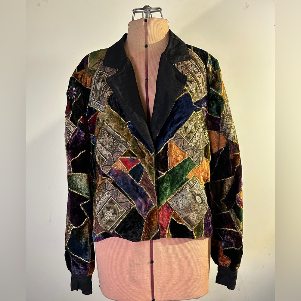 Vintage The Icing Patchwork Jacket With Velvet An… - image 1